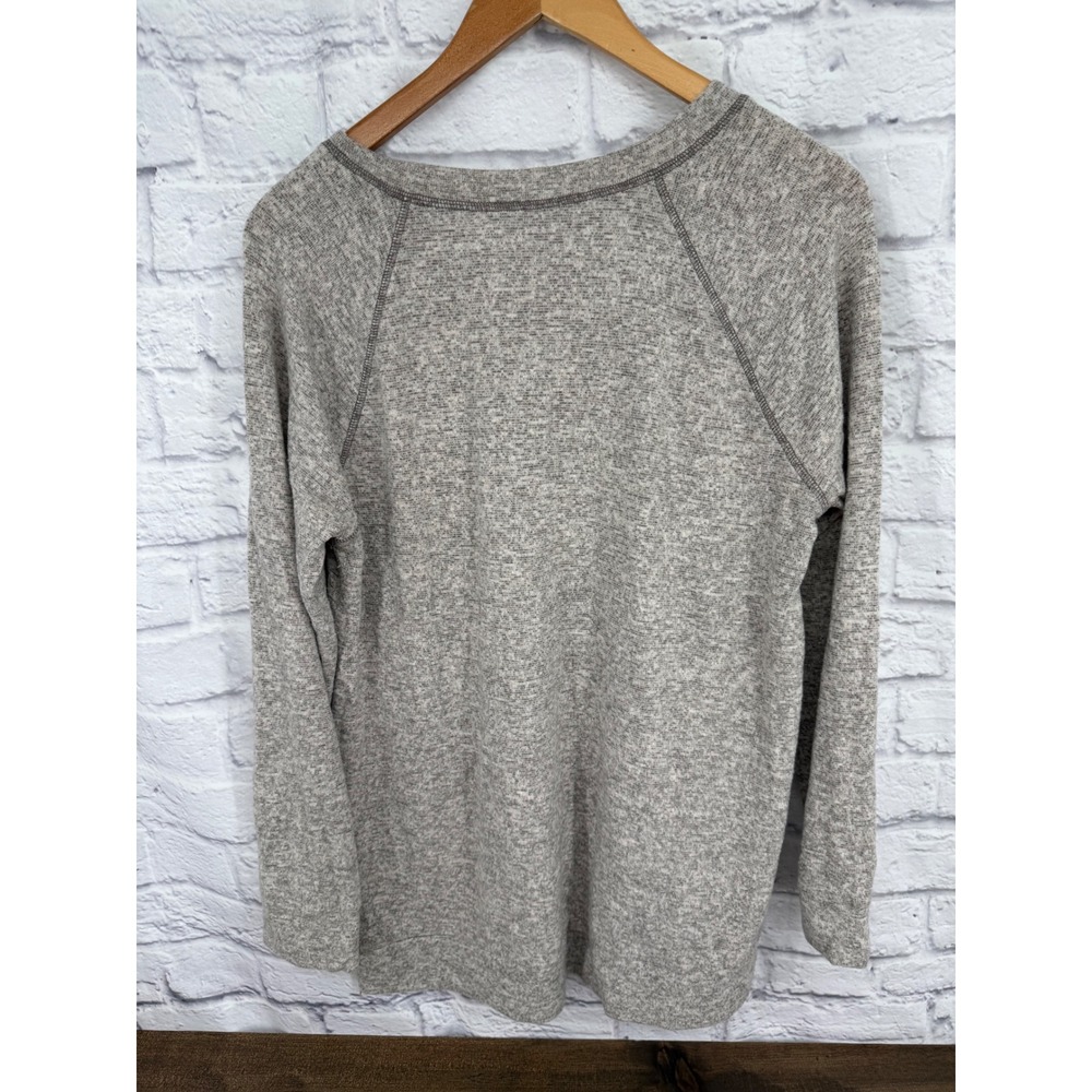 Pink Clover XL Heathered Taupe Brown Henley Top Super Soft Boho Relaxed - Picture 6 of 8